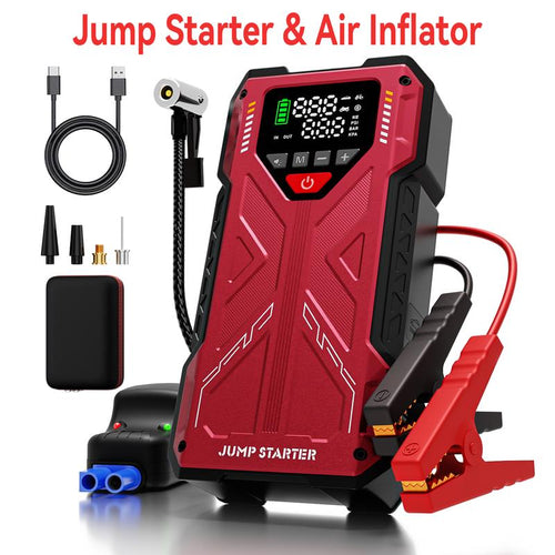12000Mah Portable Jump Starterwith Air Compressor, 150Psl, 12Vcar Battery Jump Box, 10L Gas & 8.0Ldiesel Engines, Wireless, Safeclamps for Easy Use Auto Accessories