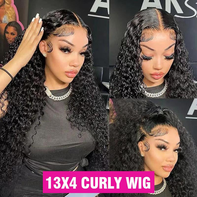 Bling Hair Deep Wave Lace Frontal Wig Transparent 13X4 13X6 HD Lace Frontal Human Hair Wigs Curly Human Hair Lace Frontal Wigs for Women Tiktokshopholidayhaul