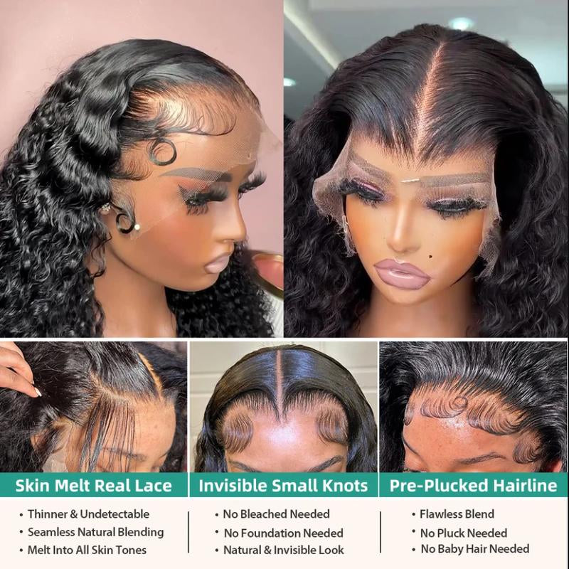 Bling Hair Deep Wave Lace Frontal Wig Transparent 13X4 13X6 HD Lace Frontal Human Hair Wigs Curly Human Hair Lace Frontal Wigs for Women Tiktokshopholidayhaul