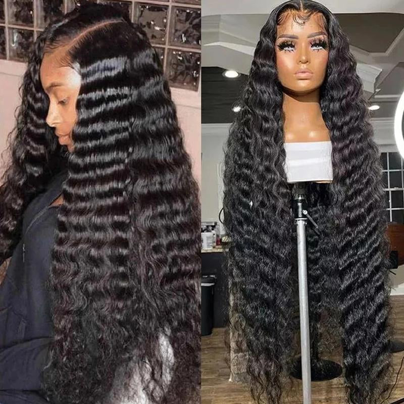 Bling Hair Deep Wave Lace Frontal Wig Transparent 13X4 13X6 HD Lace Frontal Human Hair Wigs Curly Human Hair Lace Frontal Wigs for Women Tiktokshopholidayhaul